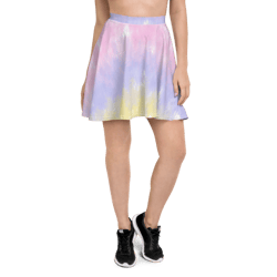 multicolor rainbow striped pattern skater skirt