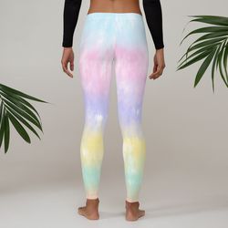 multicolor rainbow striped pattern leggings