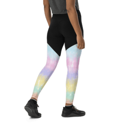 multicolor rainbow striped pattern sports leggings