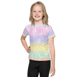 Multicolor Rainbow Striped Pattern Kids crew neck t-shirt