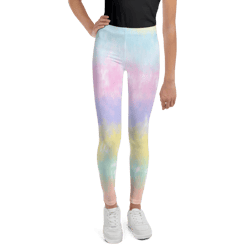 multicolor rainbow striped pattern youth leggings