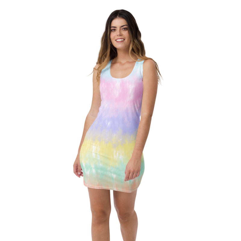 Multicolor Rainbow Striped Pattern Sublimation Cut & Sew Dress