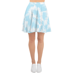 blue and white spiral pastel tie dye skater skirt
