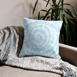 blue and white spiral pastel tie dye premium pillow