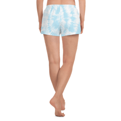 Blue and White Spiral Pastel Tie Dye Women’s Recycled Athletic Shorts