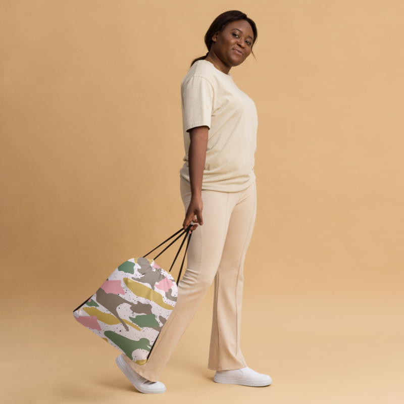 Modern Girly Camo Mix Colored Seamless Pattern Drawstring bag