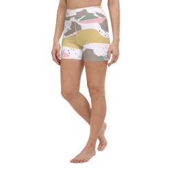 Modern Girly Camo Mix Colored Seamless Pattern Yoga Shorts