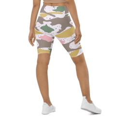 Modern Girly Camo Mix Colored Seamless Pattern Biker Shorts