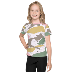Modern Girly Camo Mix Colored Seamless Pattern Kids crew neck t-shirt