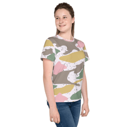 Modern Girly Camo Mix Colored Seamless Pattern Youth crew neck t-shirt