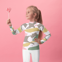 Modern Girly Camo Mix Colored Seamless Pattern Kids Rash Guard