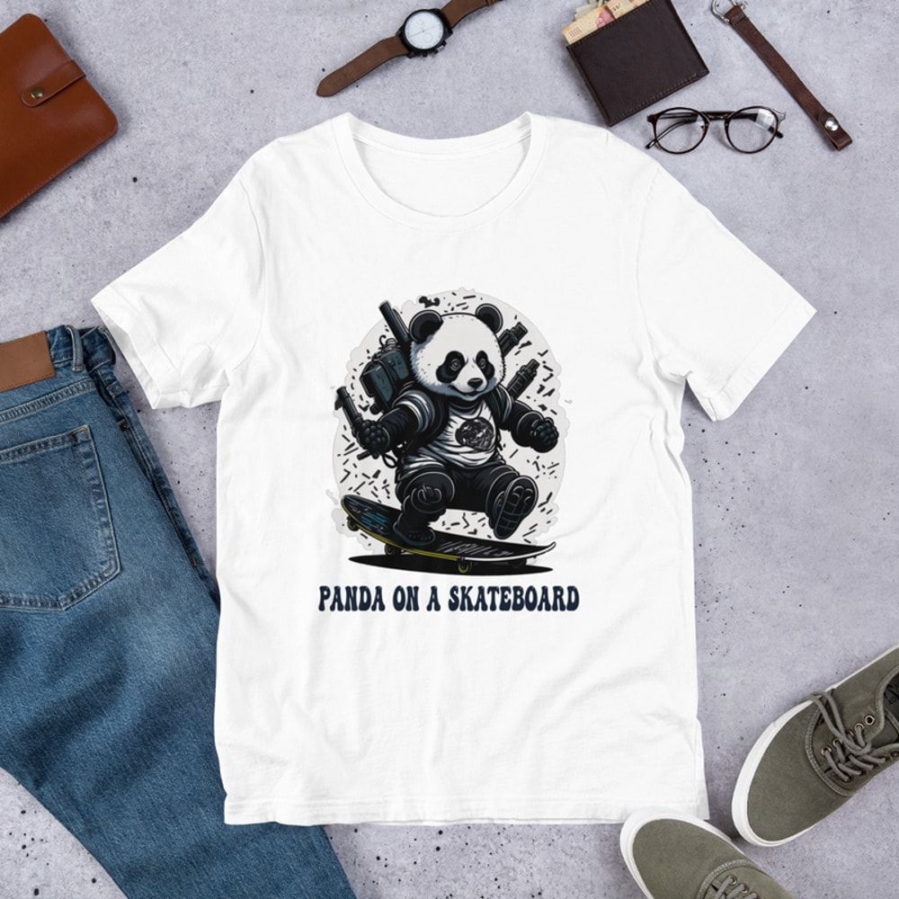 Panda on a Skateboard Unisex t-shirt
