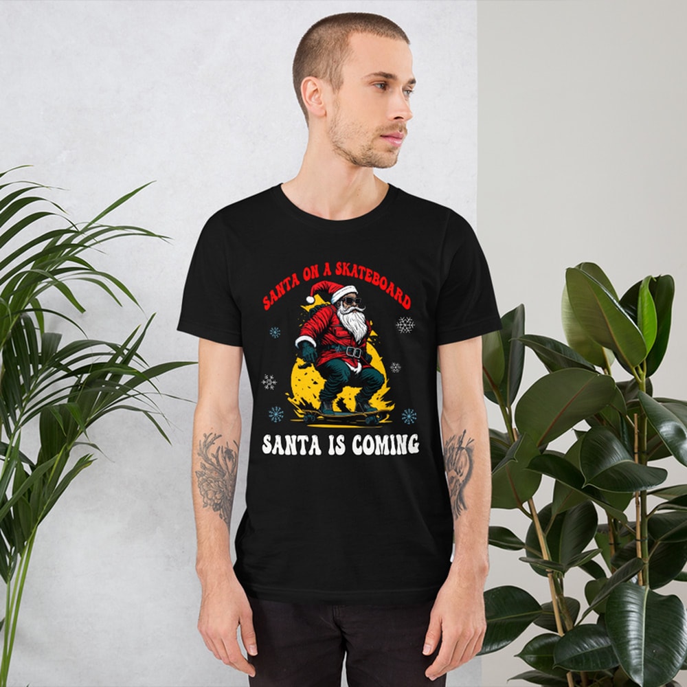 Santa on a Skateboard Unisex t-shirt