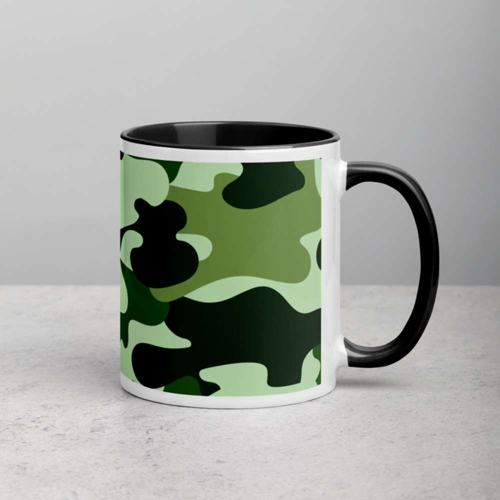 Military Green Camo Pattern Mug with Color Inside