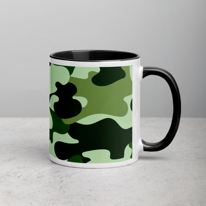 Military Green Camo Pattern Mug with Color Inside