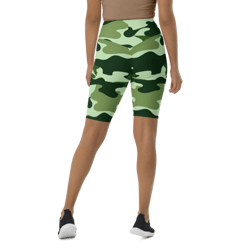 Military Green Camo Pattern Biker Shorts