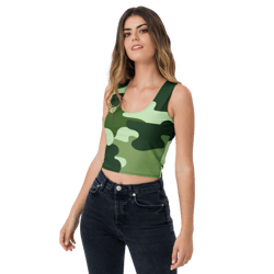 military green camo pattern crop top