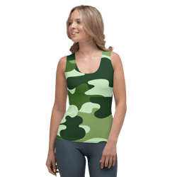 Military Green Camo Pattern Sublimation Cut & Sew Tank Top