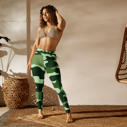 Military Green Camo Pattern Yoga Leggings