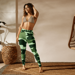 military green camo pattern yoga leggings