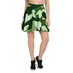 Military Green Camo Pattern Skater Skirt