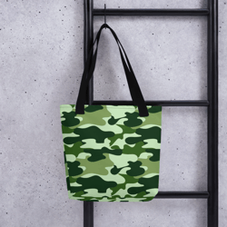 military green camo pattern tote bag