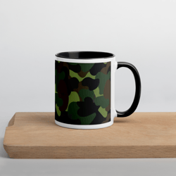Woodland Military Camo Green Brown Black Pattern Mug with Color Inside