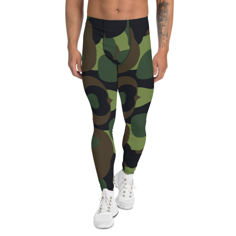 Woodland Military Camo Green Brown Black Pattern Men's Leggings