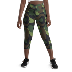 Woodland Military Camo Green Brown Black Pattern Yoga Capri Leggings