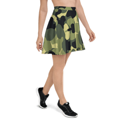 woodland camo green black khaki pattern skater skirt