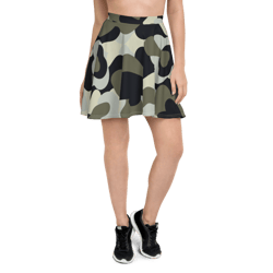 camo military black gray khaki pattern skater skirt