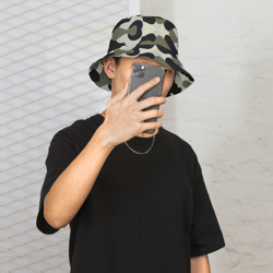 Camo Military Black Gray Khaki Pattern Reversible bucket hat