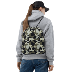camo military black gray khaki pattern drawstring bag