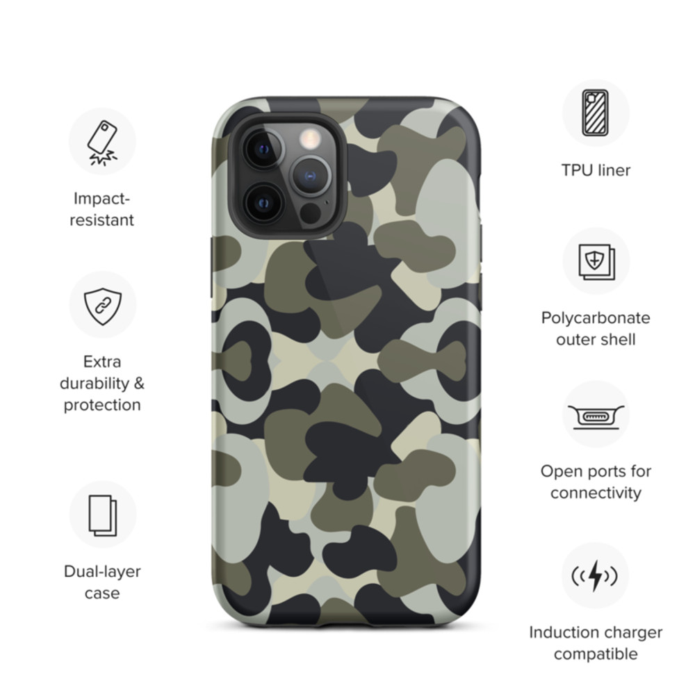 Camo Military Black Gray Khaki Pattern Tough Case for iPhone®