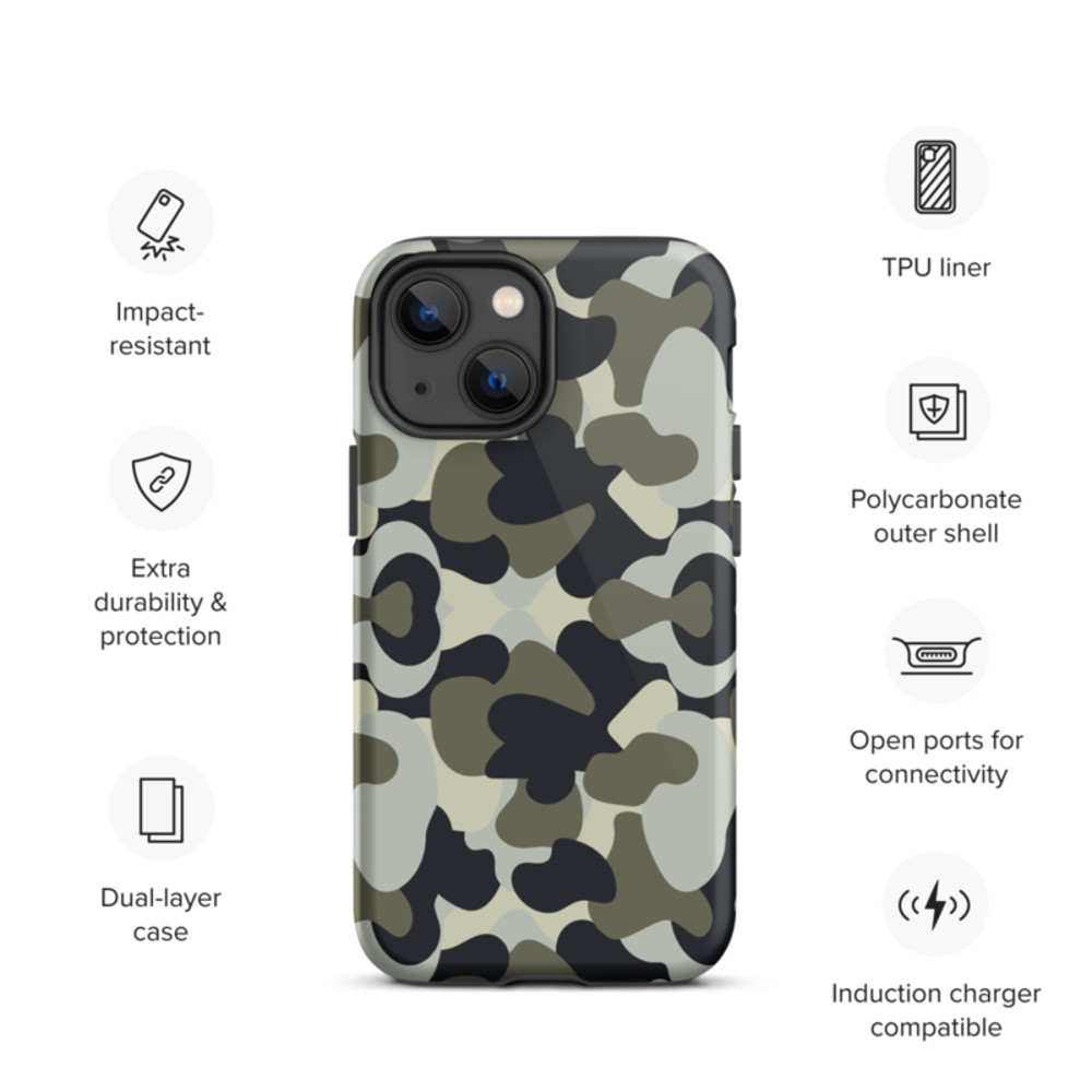 Camo Military Black Gray Khaki Pattern Tough Case for iPhone®