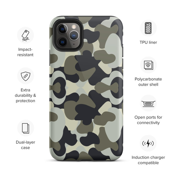 Camo Military Black Gray Khaki Pattern Tough Case for iPhone®