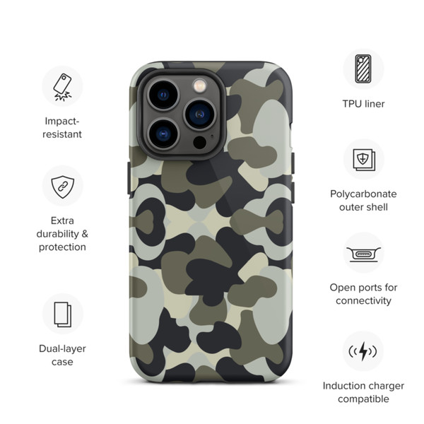 Camo Military Black Gray Khaki Pattern Tough Case for iPhone®