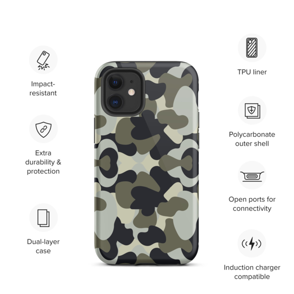 Camo Military Black Gray Khaki Pattern Tough Case for iPhone®