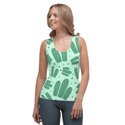 cute watercolor cactus pattern sublimation cut & sew tank top