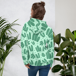cute watercolor cactus pattern unisex hoodie