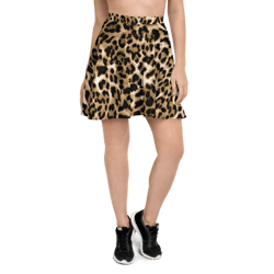 Leopard Print Animal Skin Pattern Skater Skirt