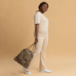 leopard print animal skin pattern drawstring bag