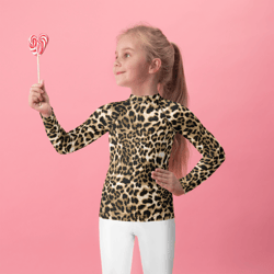 Leopard Print Animal Skin Pattern Kids Rash Guard