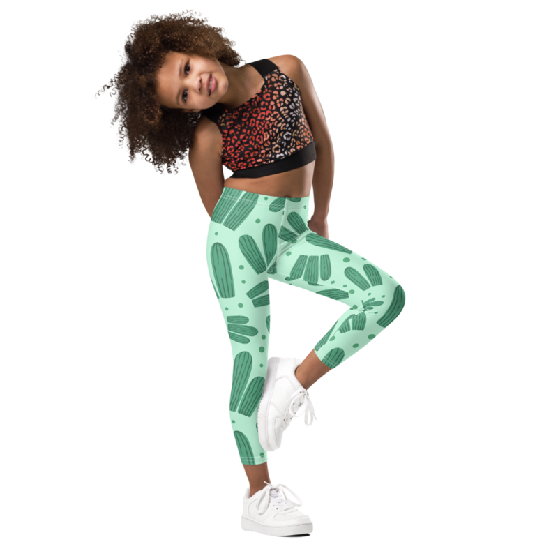 Cute Watercolor Cactus Pattern Kid's Leggings