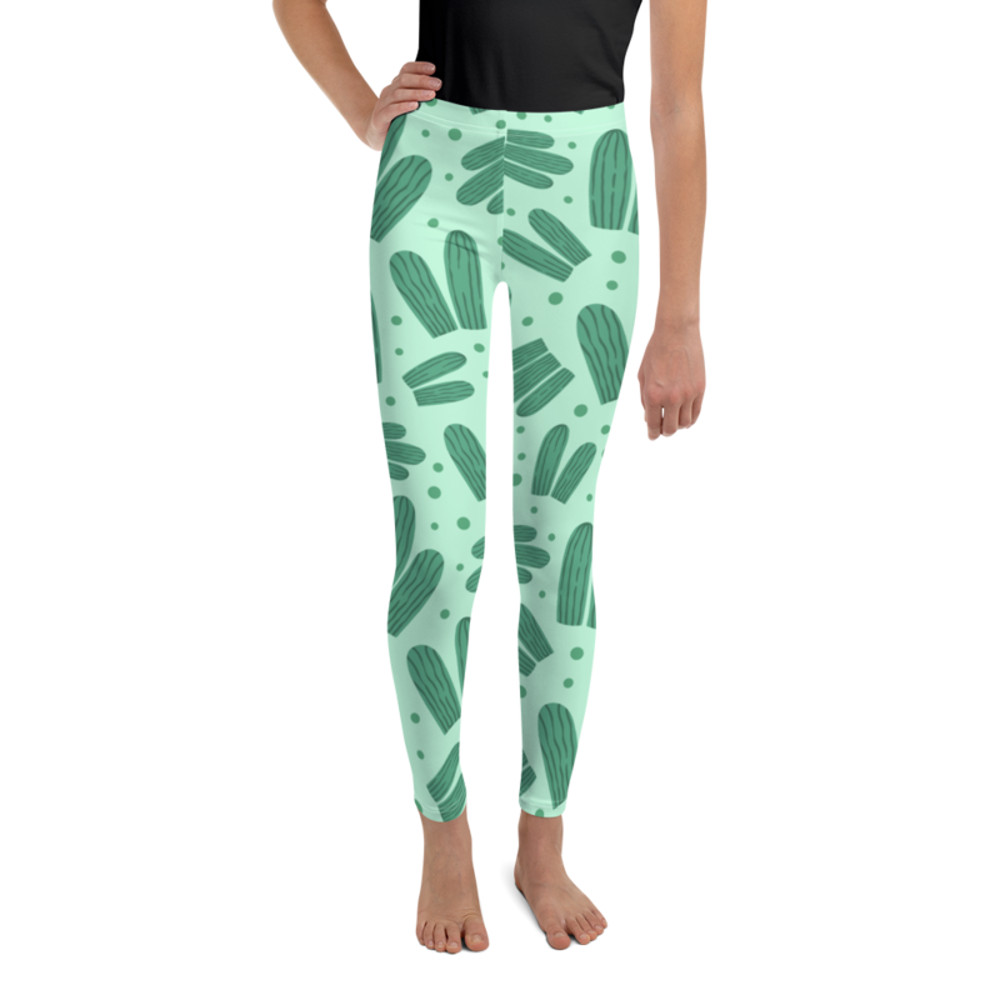 Cute Watercolor Cactus Pattern Youth Leggings