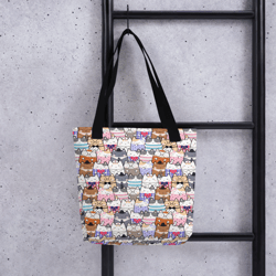 cute cats kawaii seamless pattern tote bag