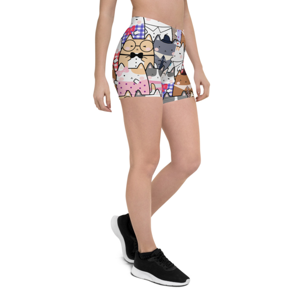 Cute Cats Kawaii Seamless Pattern Shorts