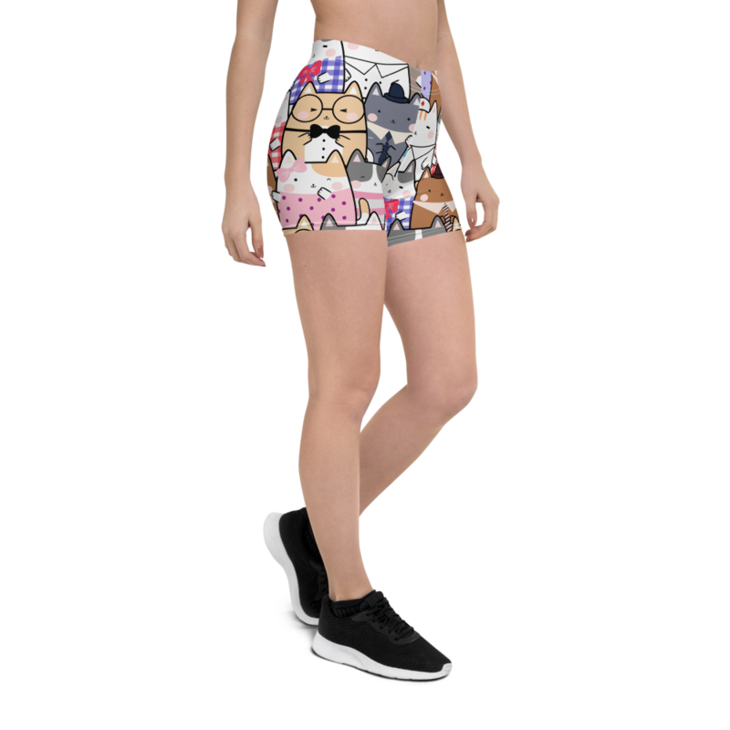 Cute Cats Kawaii Seamless Pattern Shorts