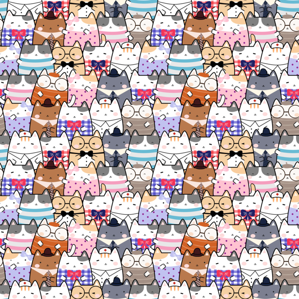 Cute Cats Kawaii Seamless Pattern Skater Dress
