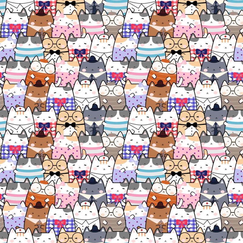 Cute Cats Kawaii Seamless Pattern Skater Dress